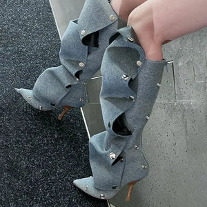 3D Denim Boots